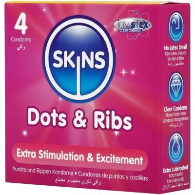 Skins Vanilj Prickar & Ribb Kondomer - 4 st Skins Vanilj Prickar & Ribb Kondomer - 4 st