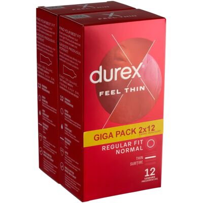 Durex - Kondom - Extra Tunn För Naturlig Känsla - 2x12 St Durex - Kondom - Extra Tunn För Naturlig Känsla - 2x12 St