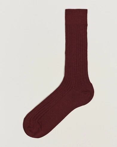 Bresciani Wool/Nylon Ribbed Short Socks Burgundy
