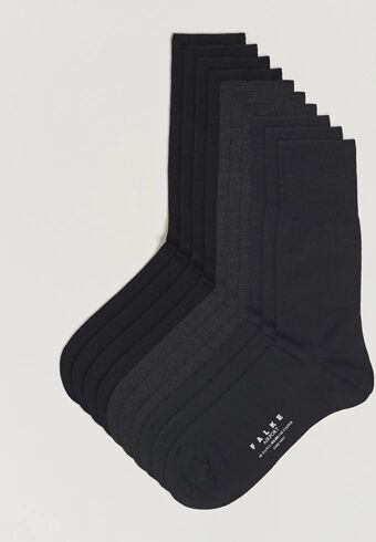 Falke 10-Pack Airport Socks Black/Dark Navy/Anthracite Melange