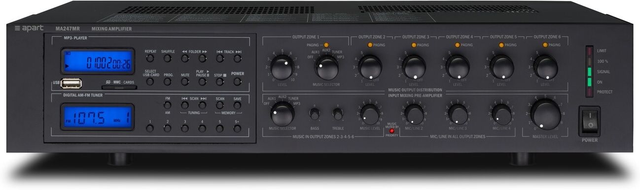 Apart Audio Apart MA247MR, 100V Mixer Amplifier Apart Audio Apart MA247MR, 100V Mixer Amplifier