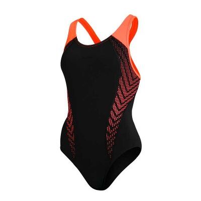 Baddräkt placement laneback svart/orange - Speedo (Storlek: 36) Baddräkt placement laneback svart/orange - Speedo (Storlek: 36)