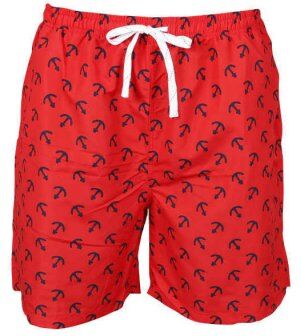 Badshorts herr röd med marina ankare (Storlek: M) Badshorts herr röd med marina ankare (Storlek: M)