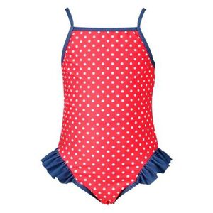 Baddräkt barn blå/röd med vita prickar (Storlek: 98/104 cl) Baddräkt barn blå/röd med vita prickar (Storlek: 98/104 cl)