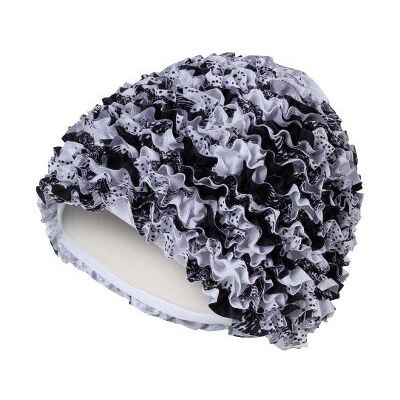 Badmössa Frill swim cap svart/vit - Fashy Badmössa Frill swim cap svart/vit - Fashy