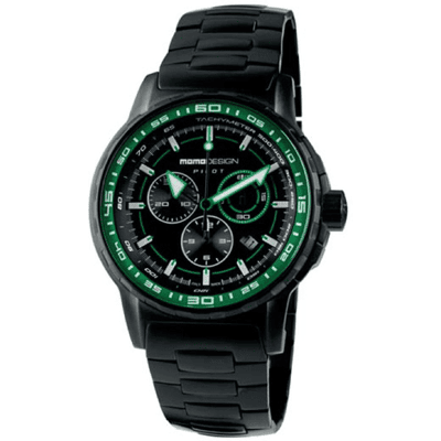 MomoDesign Pilot Pro Chrono Svart/Grön 46mm PVD stål MomoDesign Pilot Pro Chrono Svart/Grön 46mm PVD stål