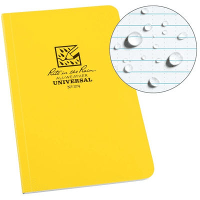 Rite In The Rain Soft Cover Book, 10x18cm - Gul Rite In The Rain Soft Cover Book, 10x18cm - Gul