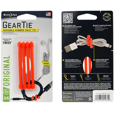 Nite Ize Gear Tie 3 4st (Färg: Orange) Nite Ize Gear Tie 3 4st (Färg: Orange)