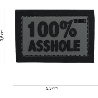 101 INC PVC Patch - 100% Asshole (Färg: Grå/Svart) 101 INC PVC Patch - 100% Asshole (Färg: Grå/Svart)