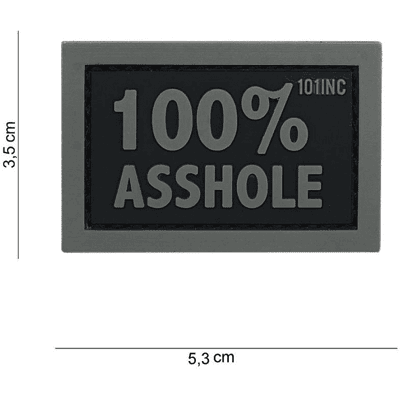 101 INC PVC Patch - 100% Asshole (Färg: Svart/Grå) 101 INC PVC Patch - 100% Asshole (Färg: Svart/Grå)