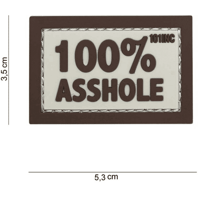 101 INC PVC Patch - 100% Asshole (Färg: Sand/Brun) 101 INC PVC Patch - 100% Asshole (Färg: Sand/Brun)