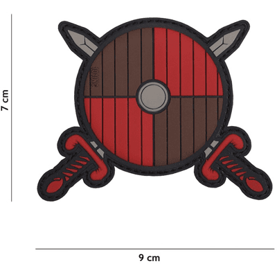101 INC PVC Patch - Viking shield + 2 Swords (Färg: Röd/Brun) 101 INC PVC Patch - Viking shield + 2 Swords (Färg: Röd/Brun)