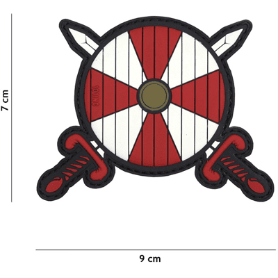101 INC PVC Patch - Viking shield + 2 Swords (Färg: Röd/Vit) 101 INC PVC Patch - Viking shield + 2 Swords (Färg: Röd/Vit)