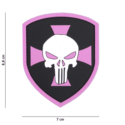 101 INC PVC Patch - Shield Punisher Cross (Färg: Rosa) 101 INC PVC Patch - Shield Punisher Cross (Färg: Rosa)