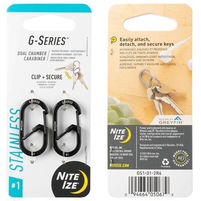 Nite Ize G-Series Dual Chamber Carabiner #1 - 2 Pack - Black Nite Ize G-Series Dual Chamber Carabiner #1 - 2 Pack - Black