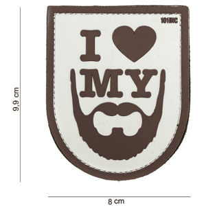 101 INC PVC Patch - I Love My Beard (Färg: Brun)