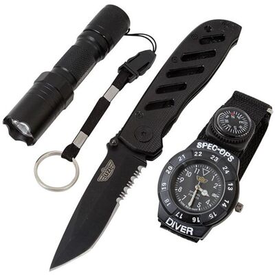Annan Tillverkare Uzi Special Forces Set - Kniv - Ficklampa - Klocka Annan Tillverkare Uzi Special Forces Set - Kniv - Ficklampa - Klocka