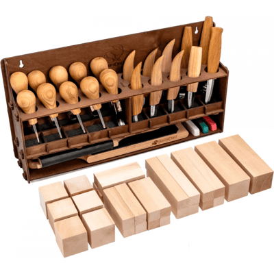 BeaverCraft Tools BeaverCraft S57 Täljkit med 20 knivar och Ställ BeaverCraft Tools BeaverCraft S57 Täljkit med 20 knivar och Ställ