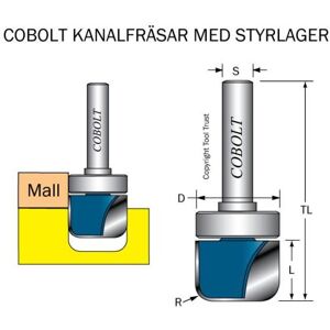 Cobolt 240-922 Kanal- Och Skålfräs D=22 R=4,5, Fräsa & Hyvla