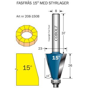 Cobolt 208-150b Fasfräs 15° D=23 L=26 F=6,5 Tl=73 S=8, Fräsa & Hyvla