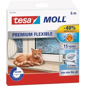 Tesa Tesamoll Premium Flexible Tätningslist I Silikon, 6m, 9 Mm X 7 Mm Vit, Tejp & Tätningslister