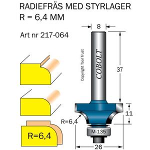 Cobolt 217-064 Avrundningsfräs R=6,4 D=26 L=11, Fräsa & Hyvla