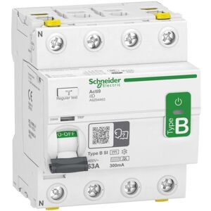 Schneider Electric Acti 9 Iid Jordfelsbrytare B-Si, 4-Polig 63a, 300ma, Anslutningsdon & Kablar