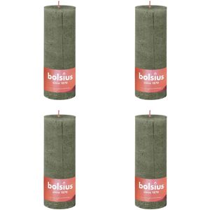 Bolsius Rustika blockljus 4-pack 190x68 mm olivgrön