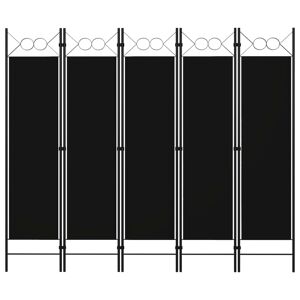 vidaXL Rumsavdelare 5 paneler svart 200x180 cm