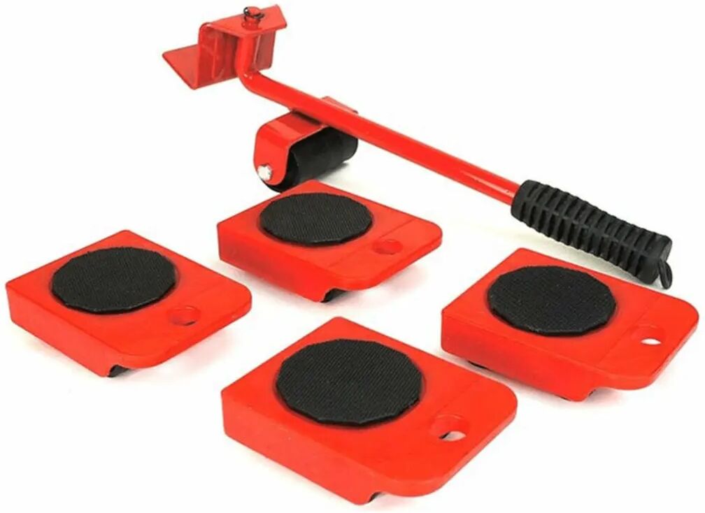HI Möbeltransporthjul set röd och svart HI Möbeltransporthjul set röd och svart