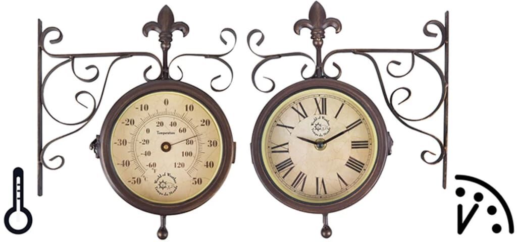 Esschert Design Stationsklocka med termometer TF005 Esschert Design Stationsklocka med termometer TF005