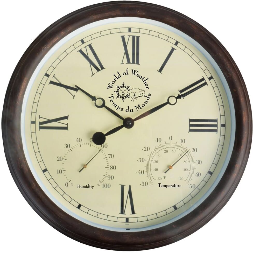 Esschert Design Stationsklocka med termo-hygrometer 30,5 cm TF009 Esschert Design Stationsklocka med termo-hygrometer 30,5 cm TF009