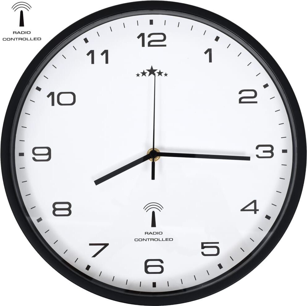 vidaXL Radiostyrd väggklocka Quartz-urverk 31 cm vit & svart vidaXL Radiostyrd väggklocka Quartz-urverk 31 cm vit & svart