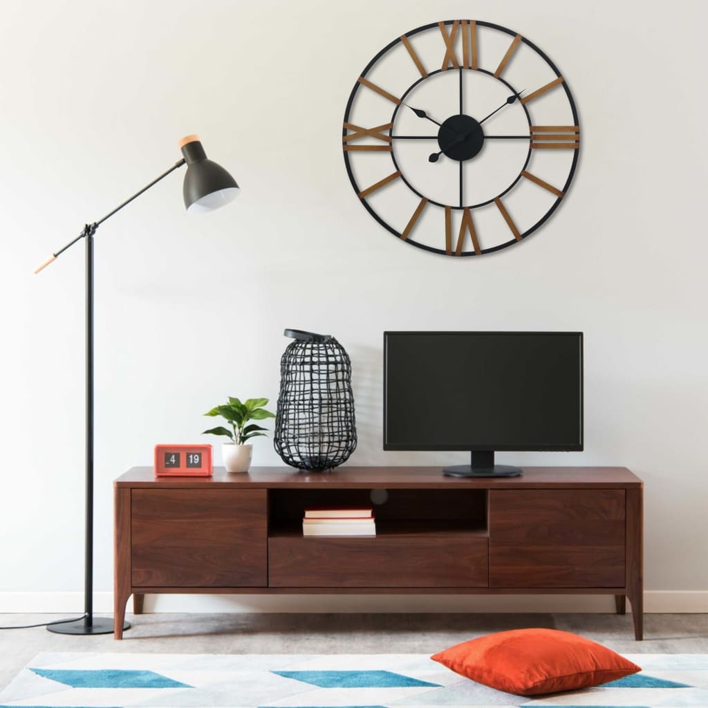 vidaXL Väggklocka guld och svart 80 cm metall vidaXL Väggklocka guld och svart 80 cm metall