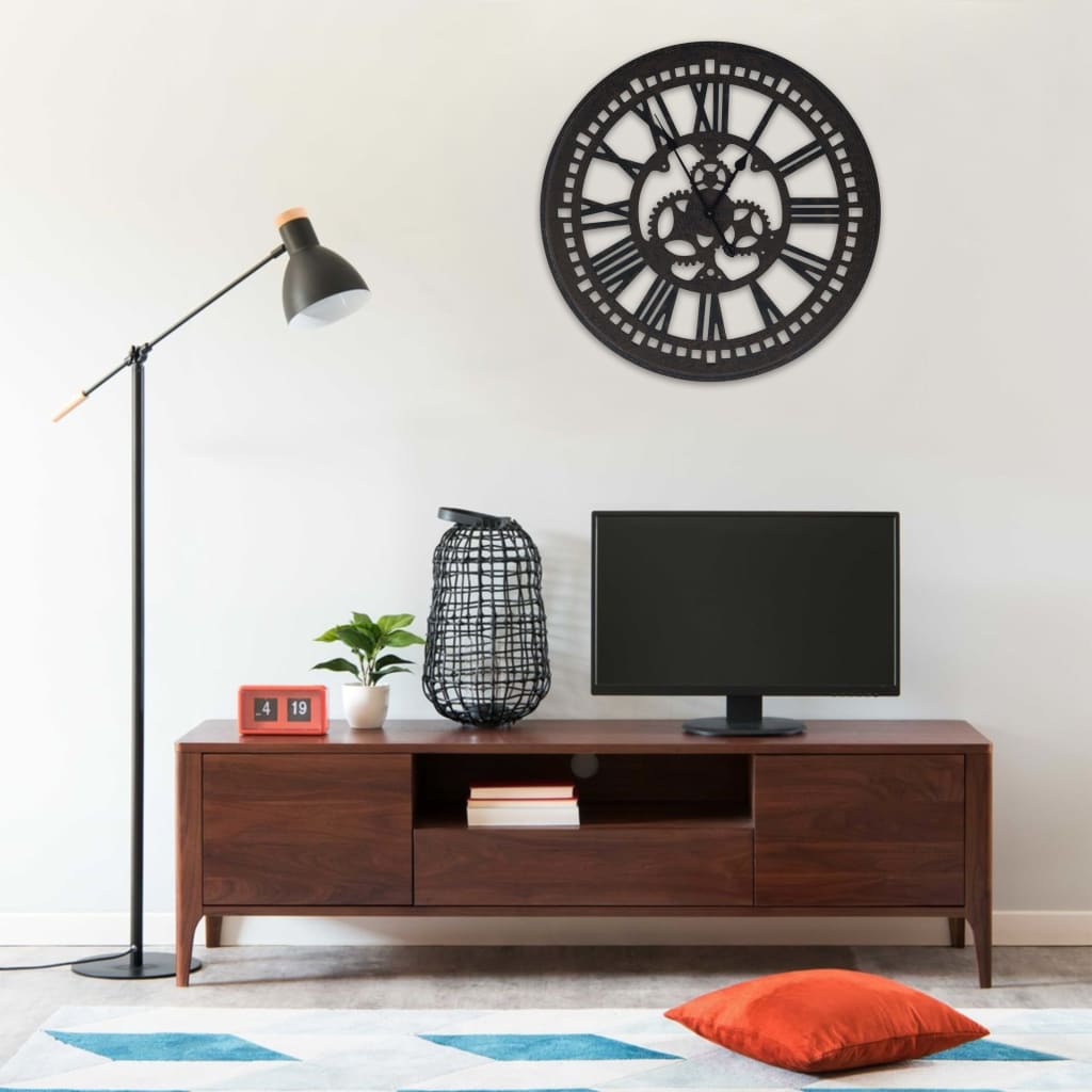 vidaXL Väggklocka svart 80 cm MDF vidaXL Väggklocka svart 80 cm MDF