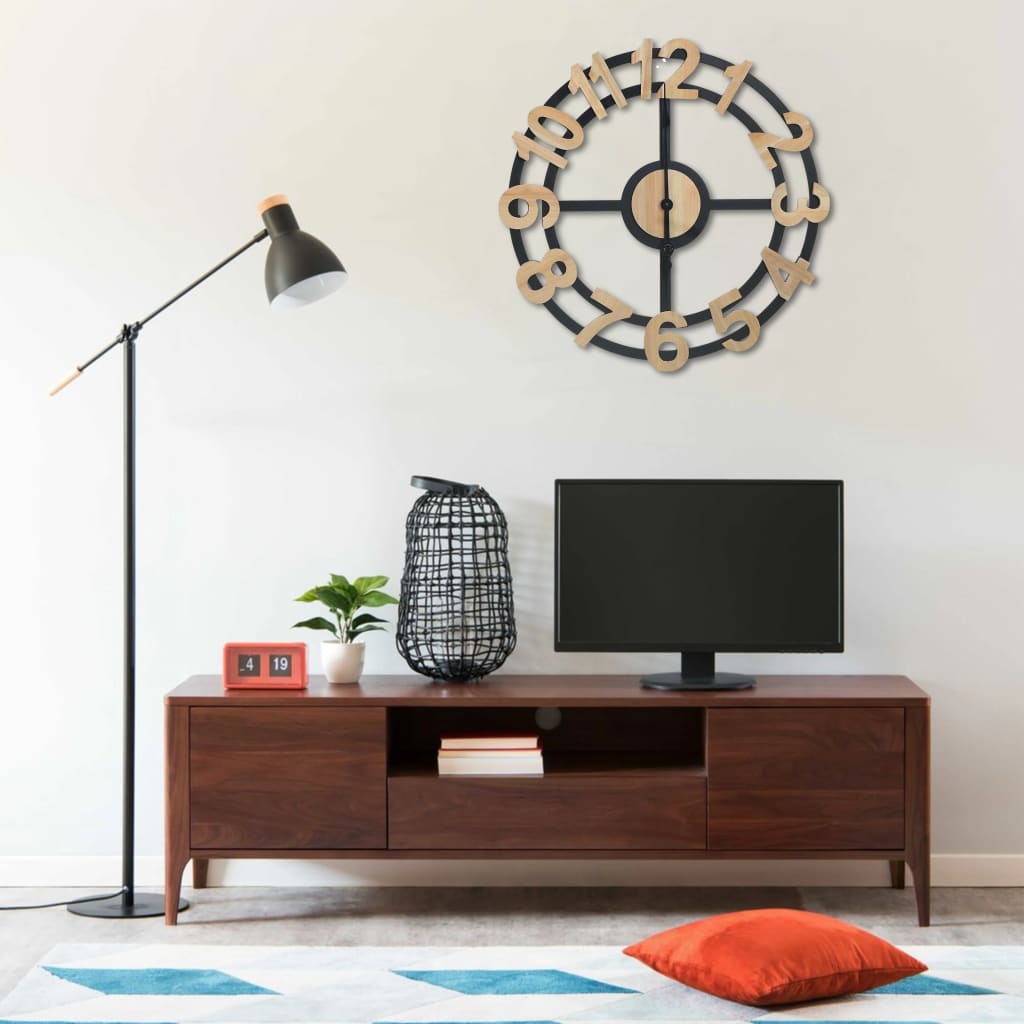 vidaXL Väggklocka guld och svart 63,5 cm MDF vidaXL Väggklocka guld och svart 63,5 cm MDF