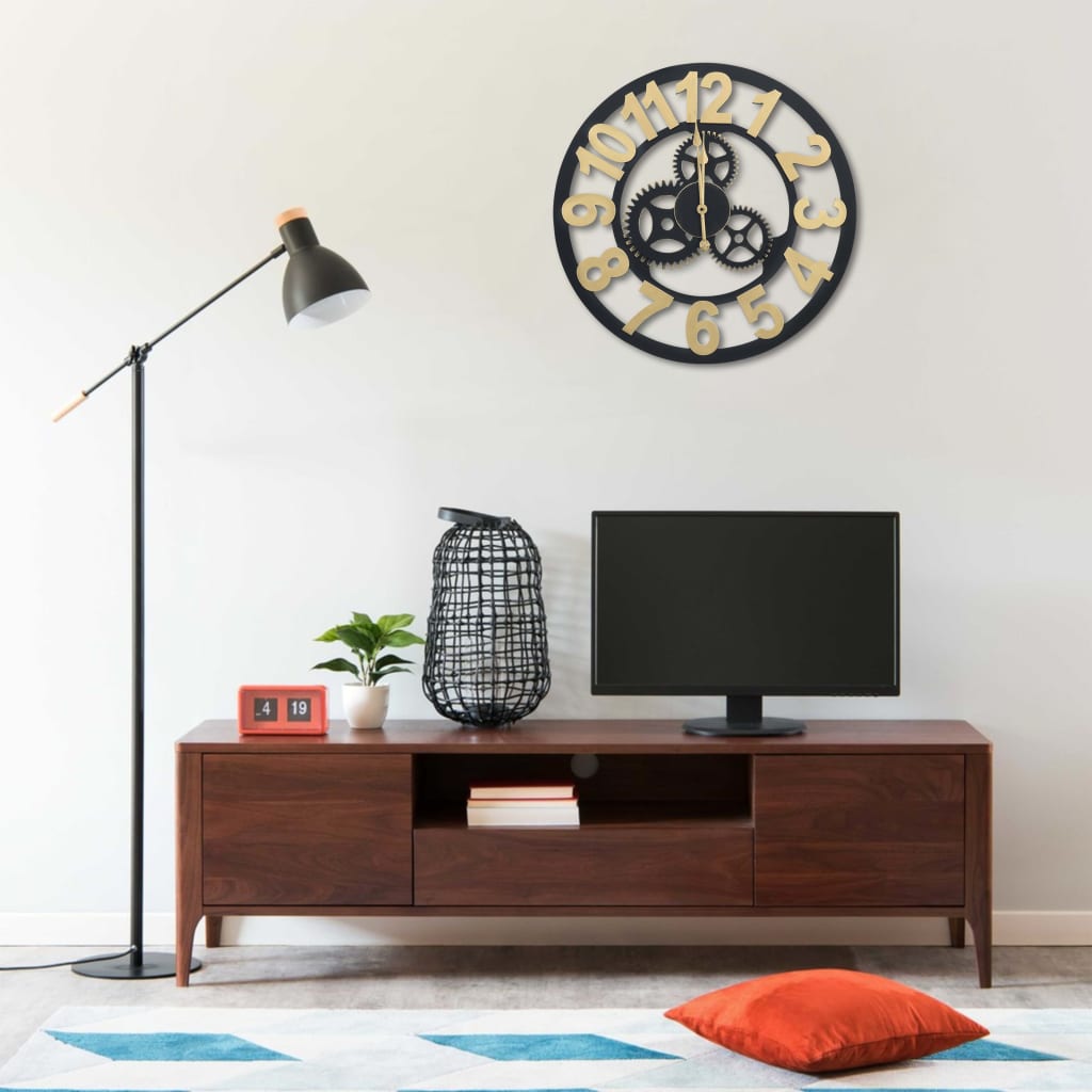 vidaXL Väggklocka guld och svart 60 cm MDF vidaXL Väggklocka guld och svart 60 cm MDF