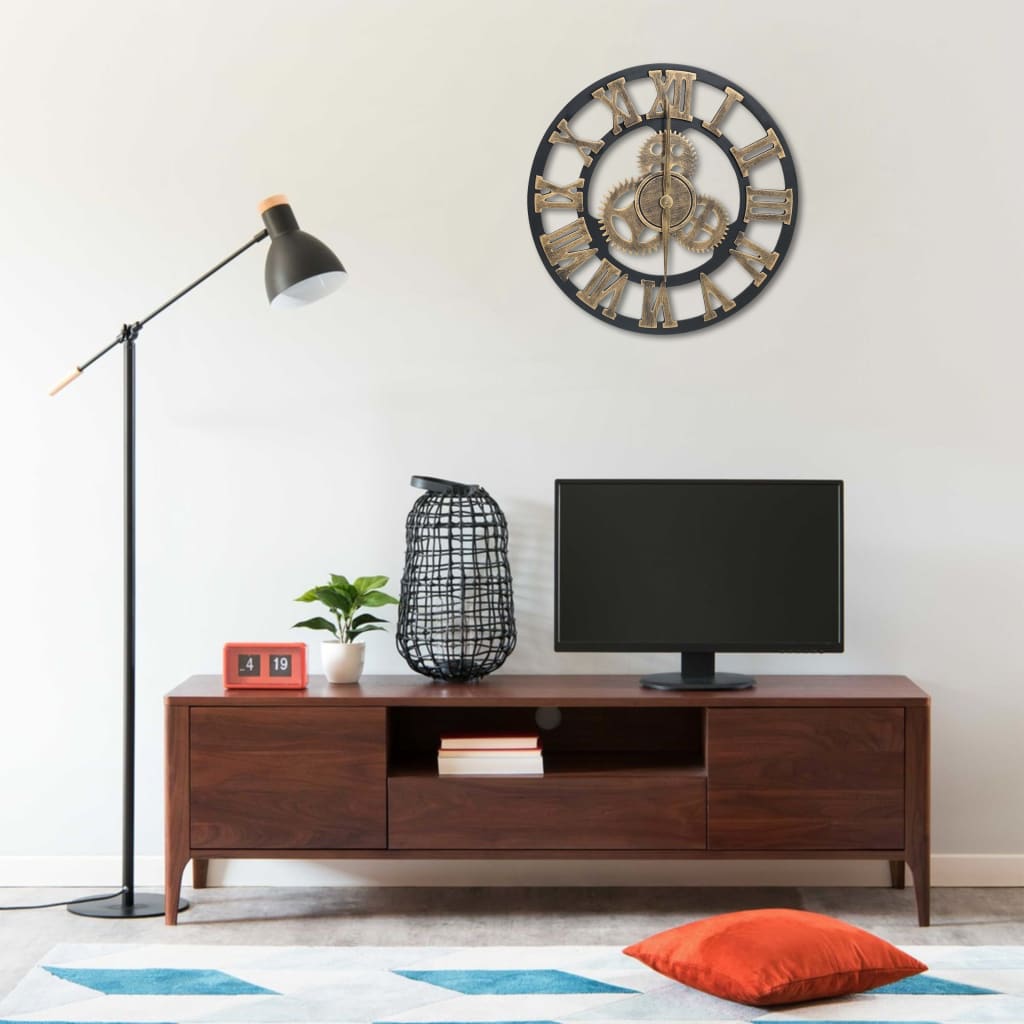 vidaXL Väggklocka guld och svart 45 cm MDF vidaXL Väggklocka guld och svart 45 cm MDF