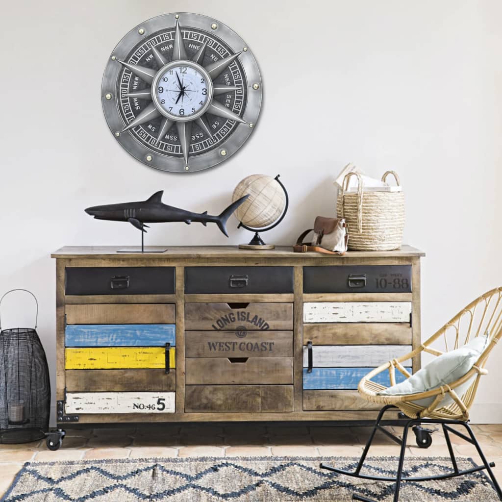 vidaXL Väggklocka silver 79 cm MDF och metall