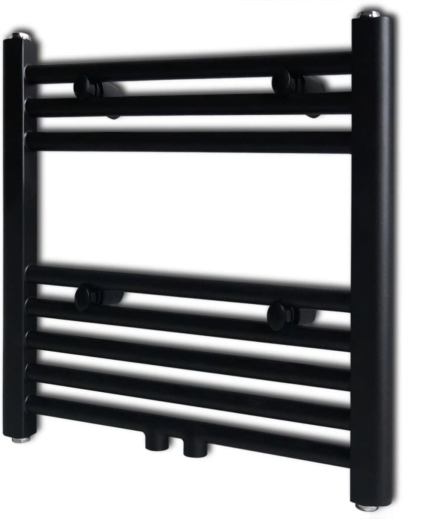 vidaXL Handdukstork centralvärme element rak svart 480 x 480 mm
