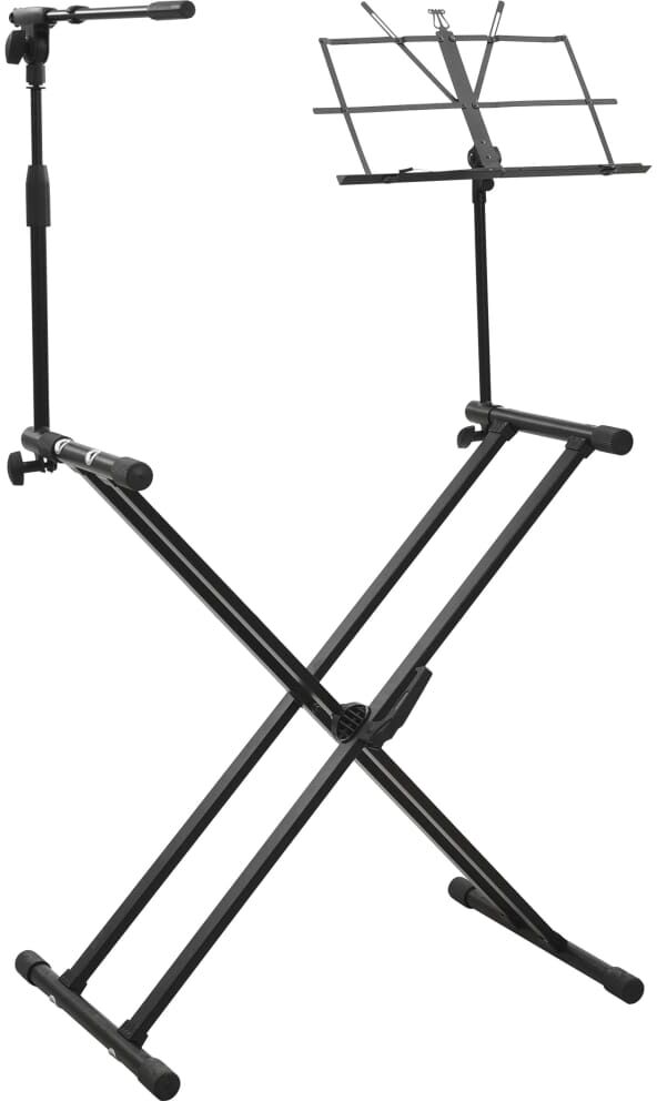 vidaXL Keyboardstativ med mikrofonstativ och notställ