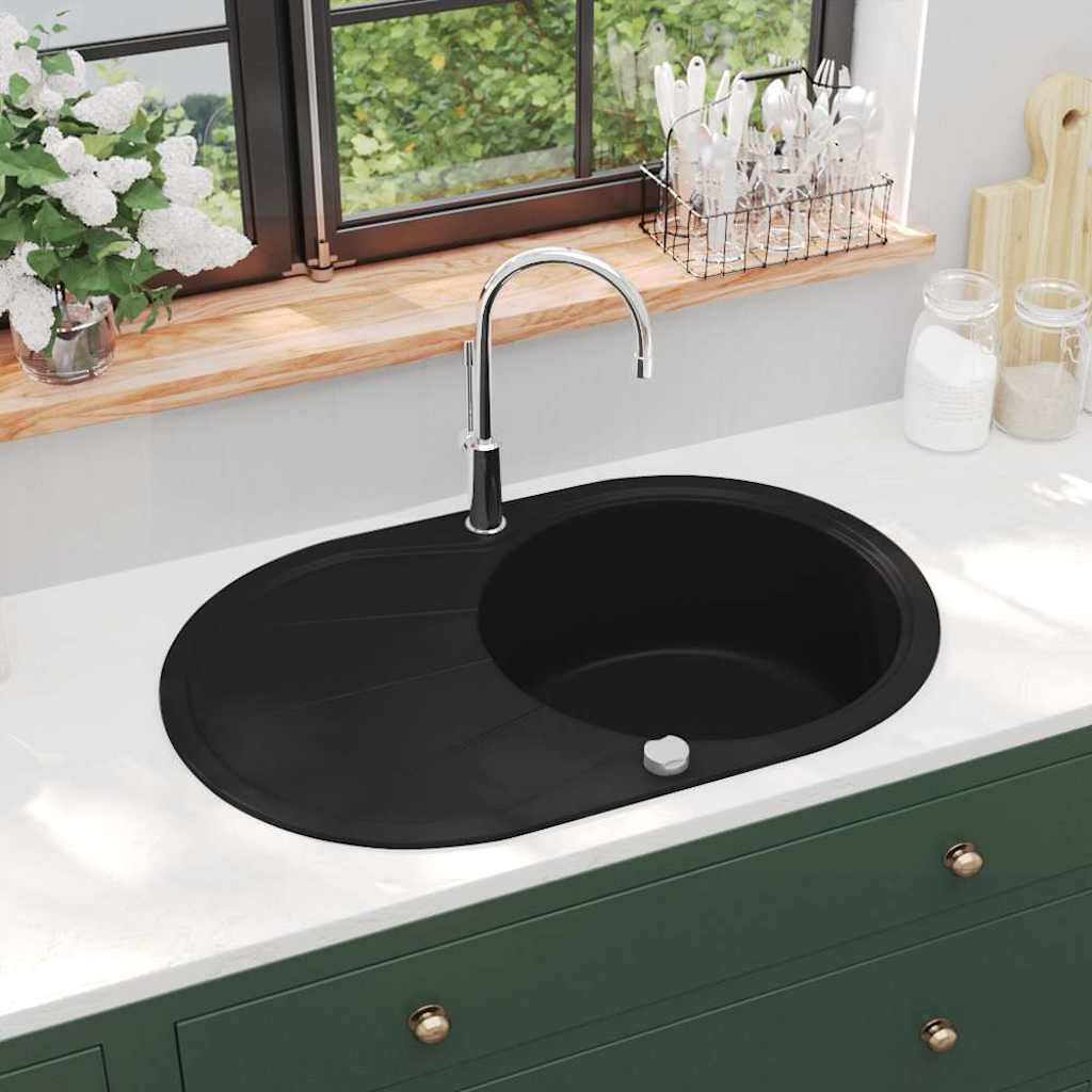 vidaXL Diskho granit enkel oval svart vidaXL Diskho granit enkel oval svart