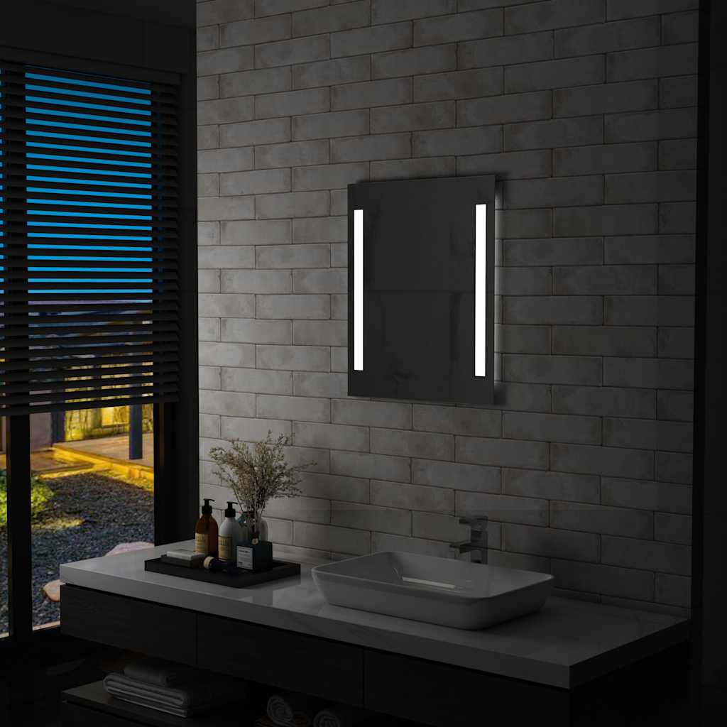 vidaXL Badrumsspegel LED med hylla 50x70 cm vidaXL Badrumsspegel LED med hylla 50x70 cm