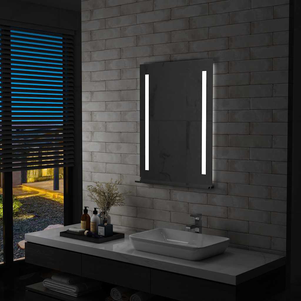 vidaXL Badrumsspegel LED med hylla 60x80 cm vidaXL Badrumsspegel LED med hylla 60x80 cm