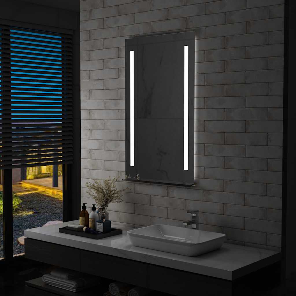 vidaXL Badrumsspegel LED med hylla 60x100 cm vidaXL Badrumsspegel LED med hylla 60x100 cm