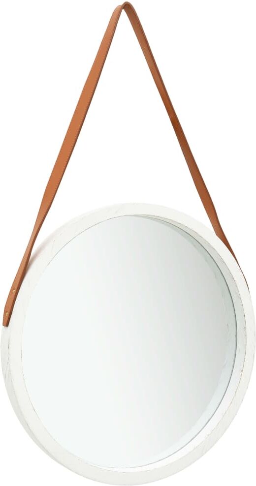 vidaXL Väggspegel med rem 50 cm vit vidaXL Väggspegel med rem 50 cm vit