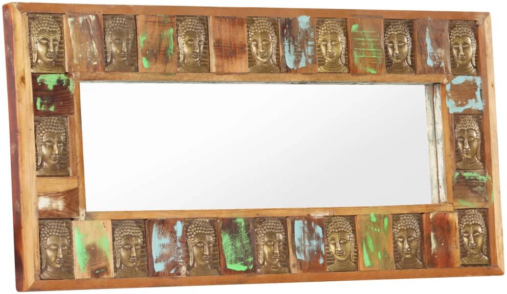 vidaXL Spegel med buddha-utsmyckning 110x50 cm massivt återvunnet trä vidaXL Spegel med buddha-utsmyckning 110x50 cm massivt återvunnet trä