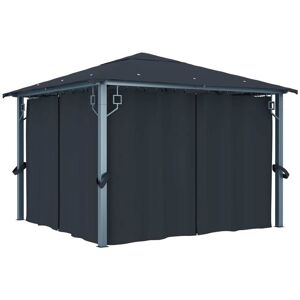 vidaXL Paviljong med gardiner 300x300 cm antracit aluminium