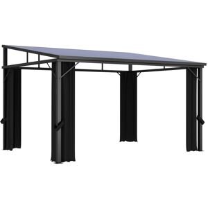 vidaXL Paviljong med gardiner 405x294x244 cm antracit