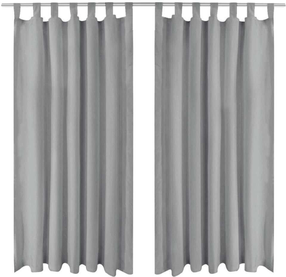 vidaXL Gardiner i microsatin 2 st med öglor 140x175 cm grå vidaXL Gardiner i microsatin 2 st med öglor 140x175 cm grå